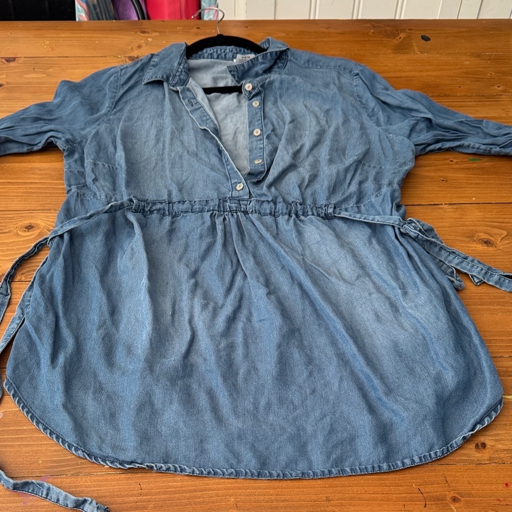 Time and Tru Chambray Empire Waist Button‎ Down Shirt